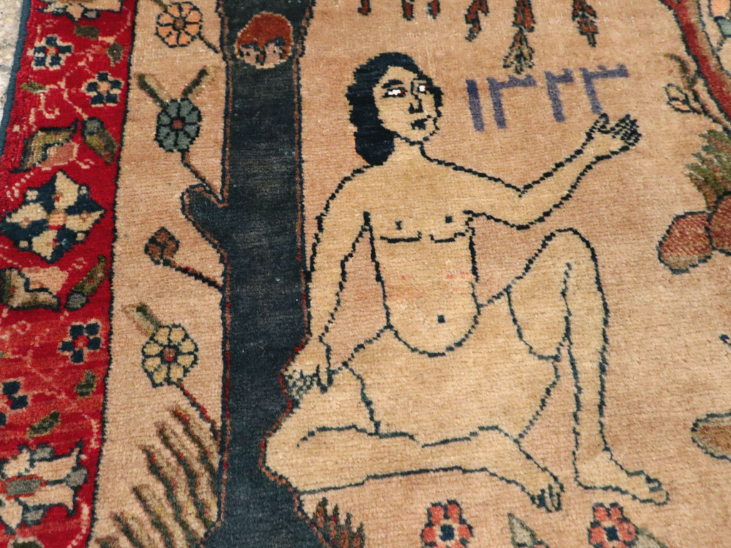 Vintage Persian Tabriz Pictorial Rug, No.22999 - Gsblank