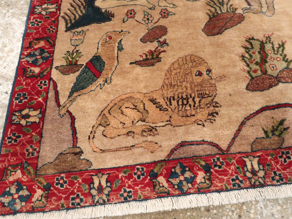 Vintage Persian Tabriz Pictorial Rug, No.22999 - Gsblank