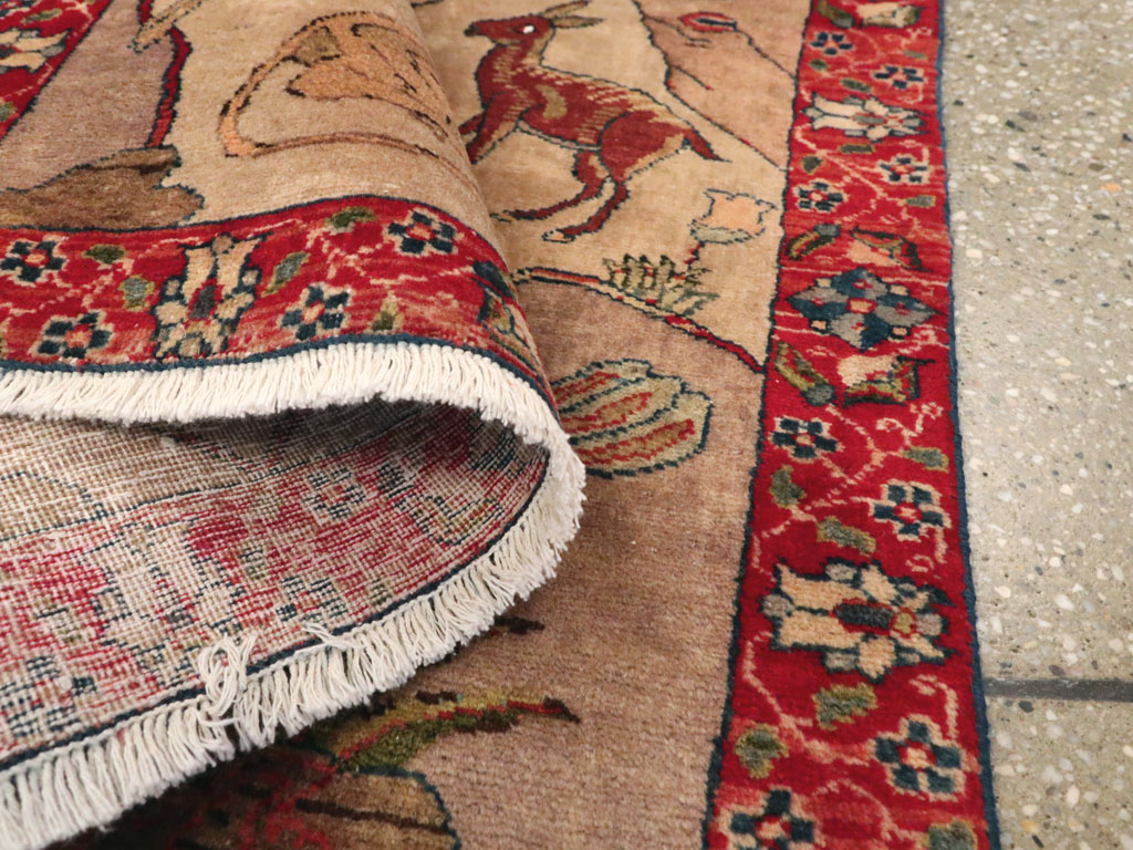 Vintage Persian Tabriz Pictorial Rug, No.22999 - Gsblank