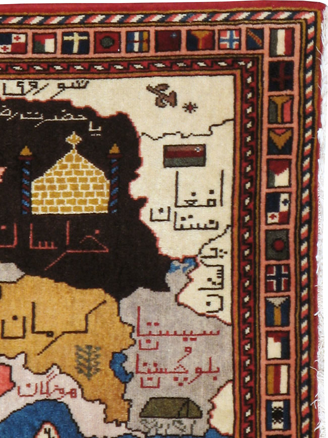 Vintage Tabriz Pictorial Map Rug, No.23004 - Gsblank