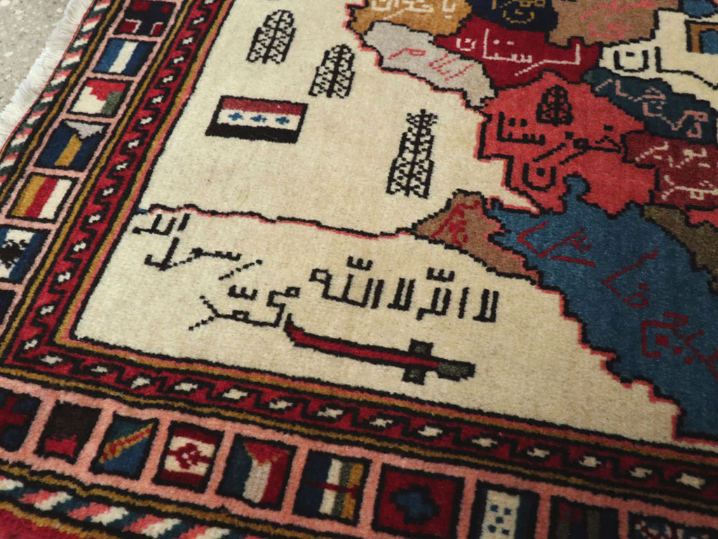 Vintage Tabriz Pictorial Map Rug, No.23004 - Gsblank