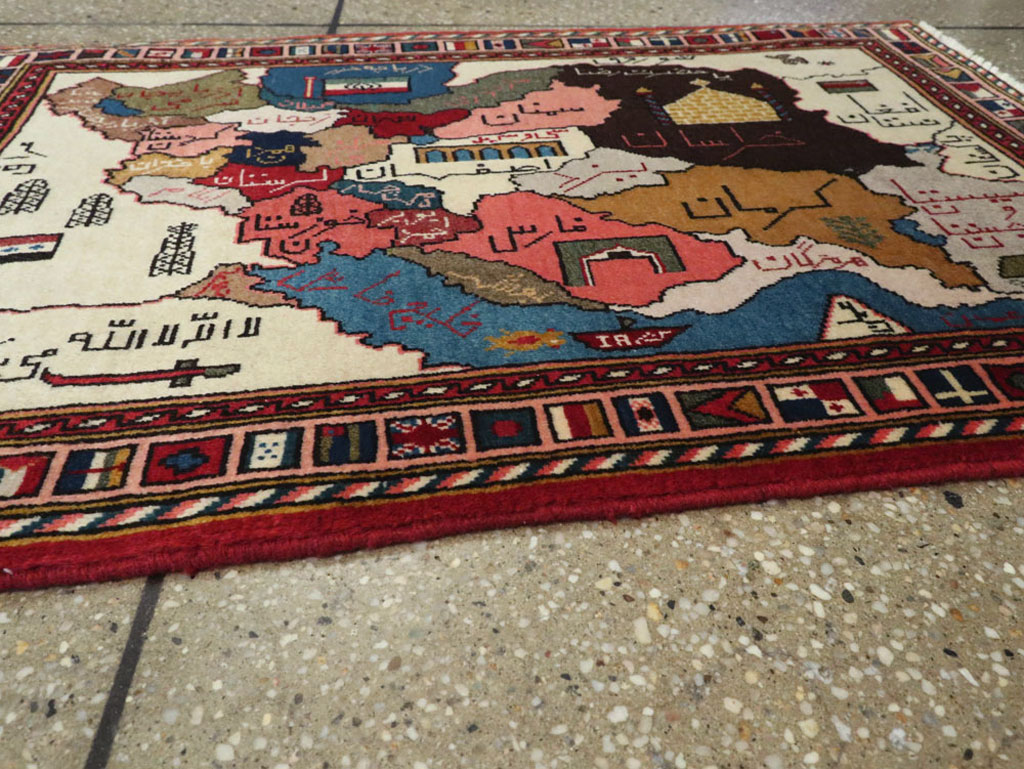 Vintage Tabriz Pictorial Map Rug, No.23004 - Gsblank