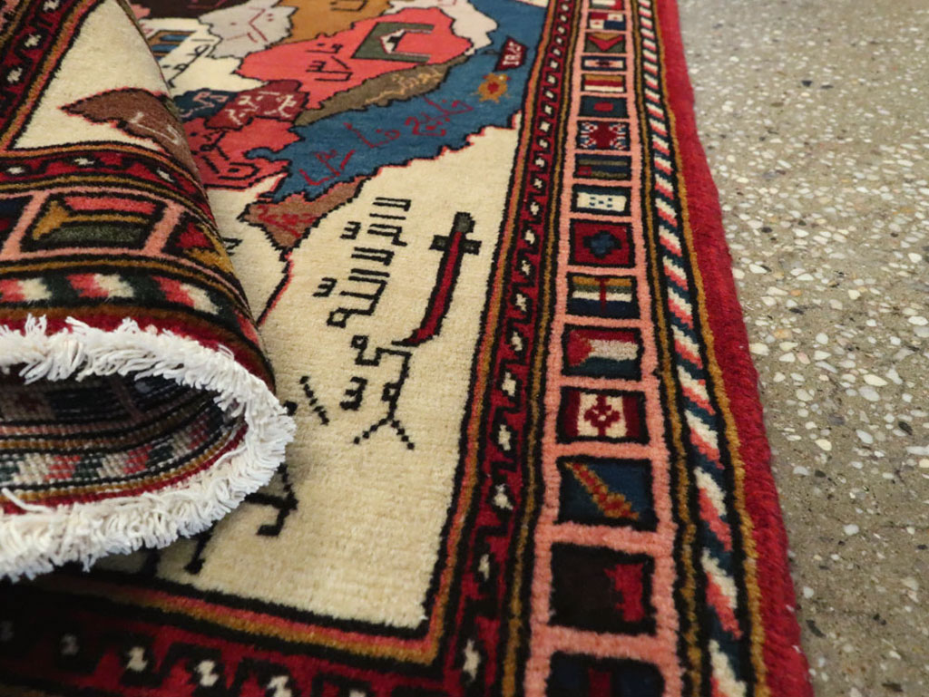 Vintage Tabriz Pictorial Map Rug, No.23004 - Gsblank