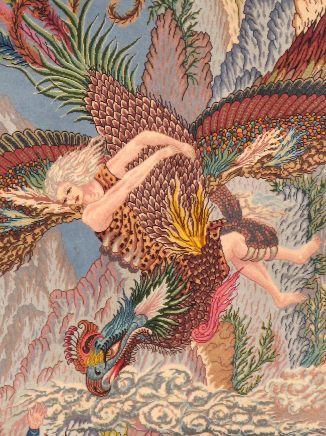 Vintage Persian Tabriz Pictorial Rug, No.23008 - Gsblank