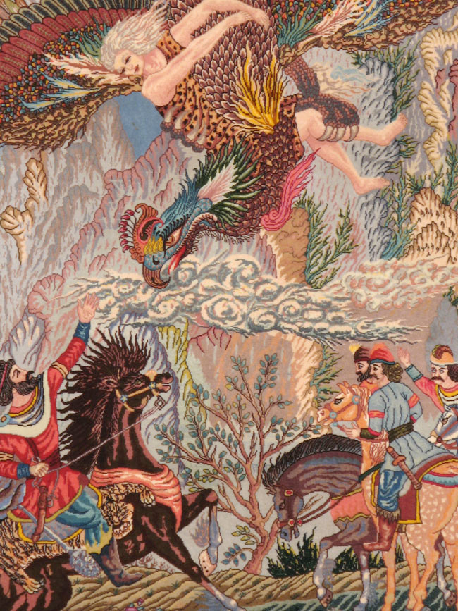 Vintage Persian Tabriz Pictorial Rug, No.23008 - Gsblank