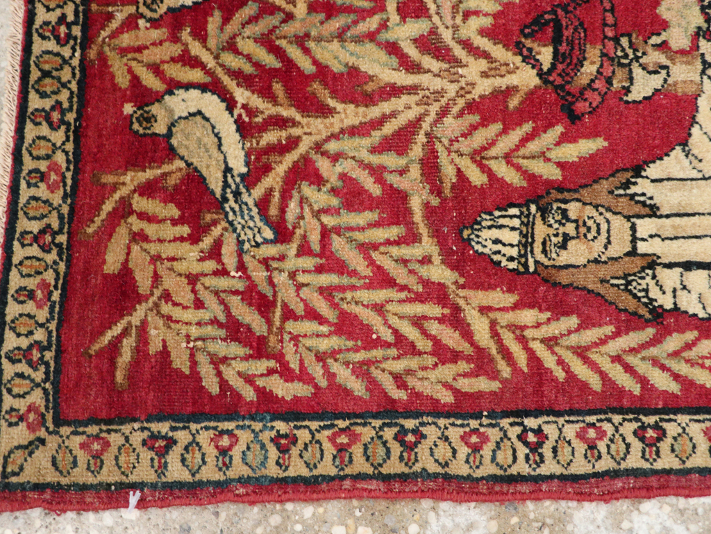 Antique Persian Lavar Kerman Pictorial Rug (Pair: 1 of 2), No.23029 - Gsblank