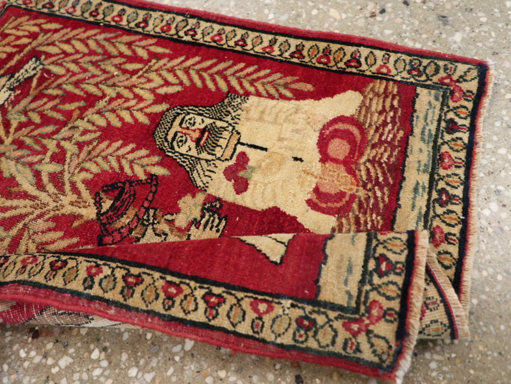 Antique Persian Lavar Kerman Pictorial Rug (Pair: 1 of 2), No.23029 - Gsblank