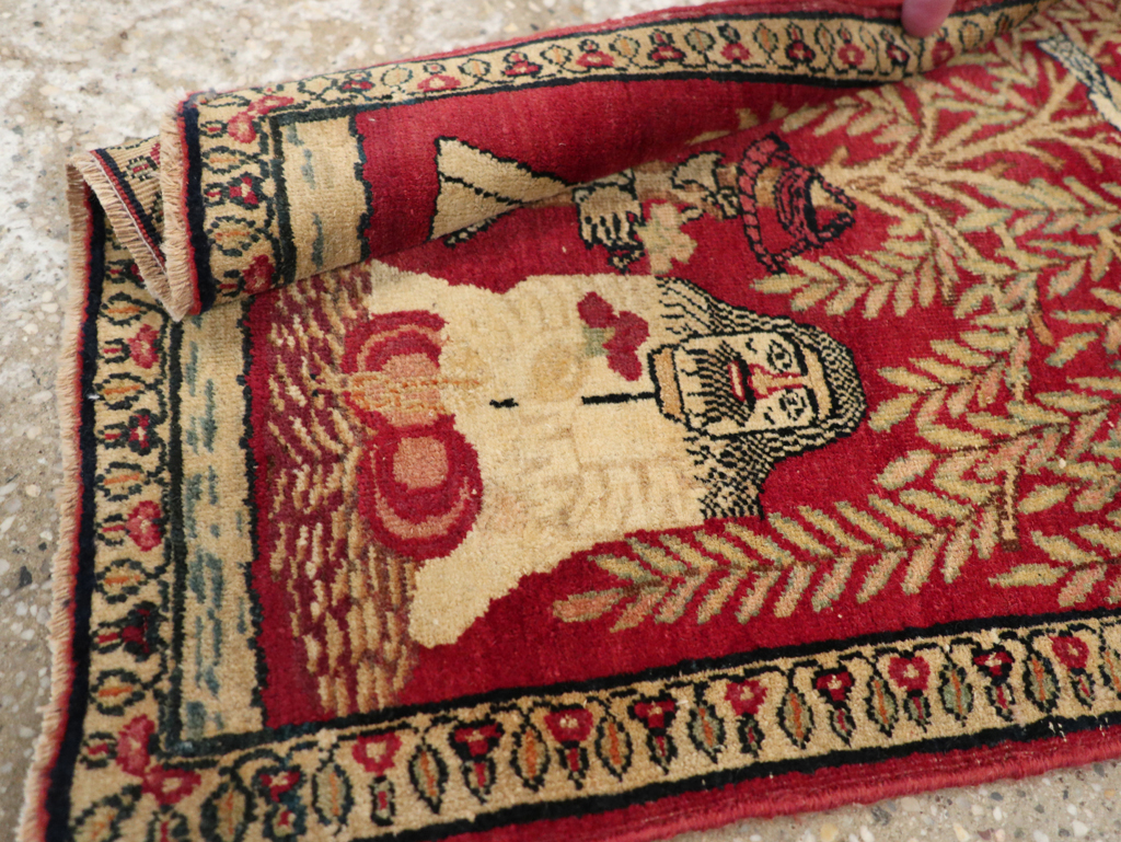 Antique Persian Lavar Kerman Pictorial Rug (Pair: 1 of 2), No.23029 - Gsblank