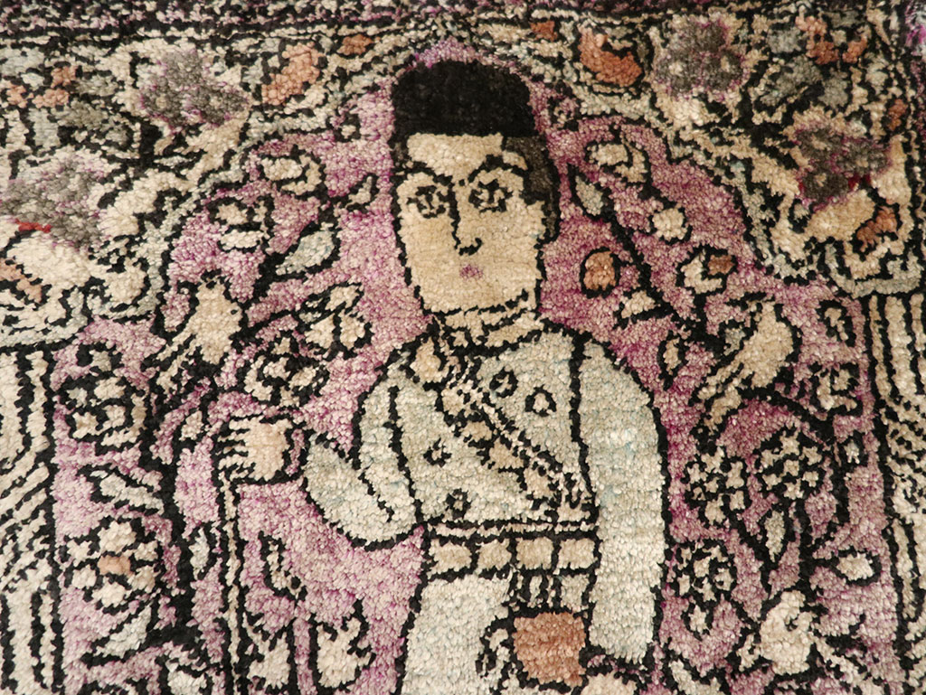 Antique Persian Kashan Pictorial Rug, No.23035 - Gsblank