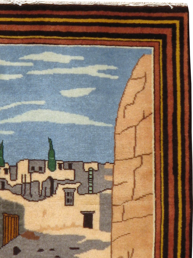 Vintage Persian Tabriz Pictorial Rug, No.23068 - Gsblank