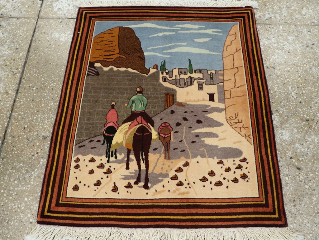 Vintage Persian Tabriz Pictorial Rug, No.23068 - Gsblank