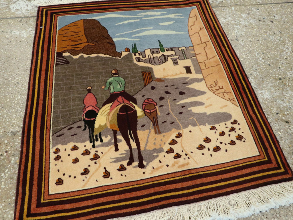 Vintage Persian Tabriz Pictorial Rug, No.23068 - Gsblank