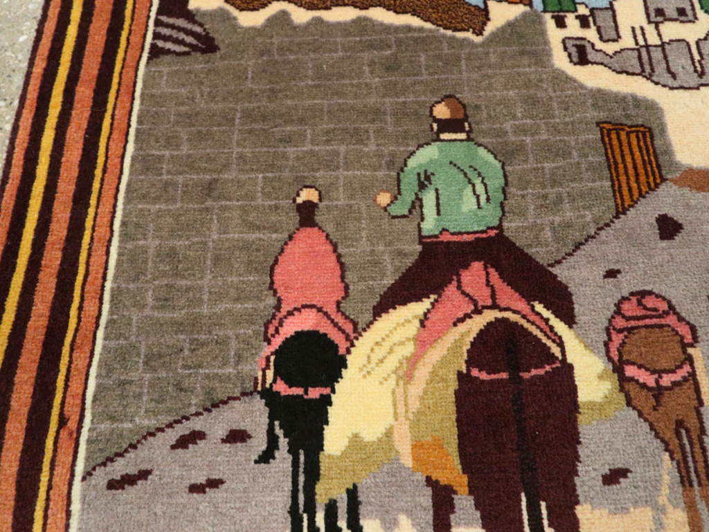 Vintage Persian Tabriz Pictorial Rug, No.23068 - Gsblank