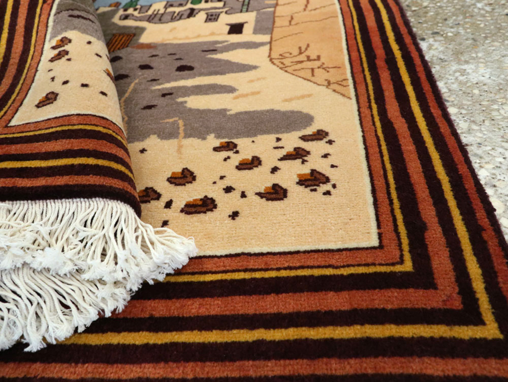 Vintage Persian Tabriz Pictorial Rug, No.23068 - Gsblank