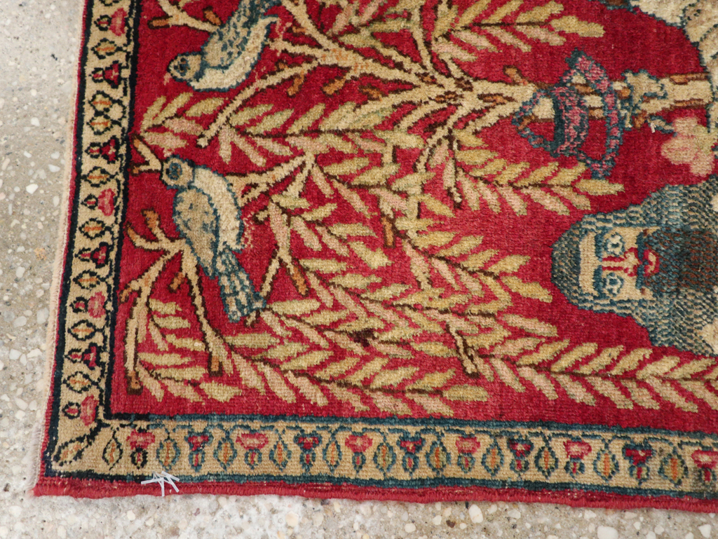 Antique Persian Lavar Kerman Pictorial Rug (Pair: 2 of 2), No.23078 - Gsblank