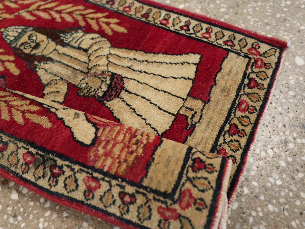 Antique Persian Lavar Kerman Pictorial Rug (Pair: 2 of 2), No.23078 - Gsblank