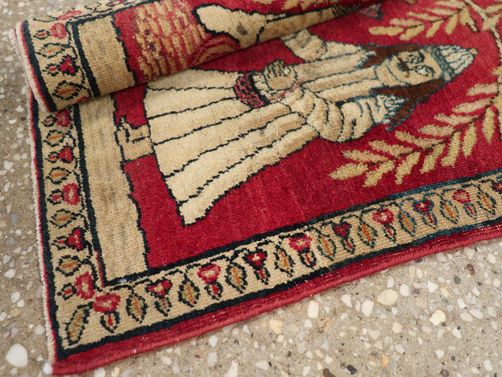 Antique Persian Lavar Kerman Pictorial Rug (Pair: 2 of 2), No.23078 - Gsblank
