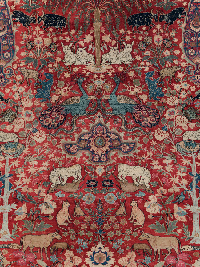 Antique Persian Mashad Pictorial Oversize Carpet, No.23094 - Gsblank