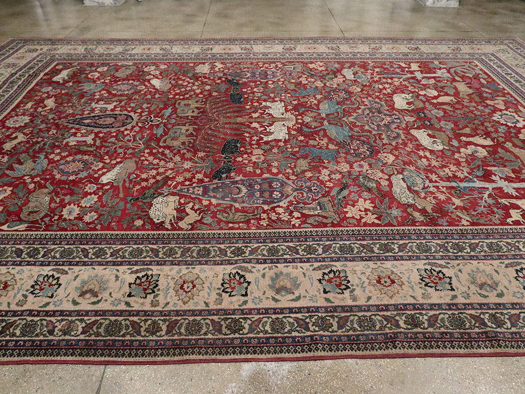 Antique Persian Mashad Pictorial Oversize Carpet, No.23094 - Gsblank