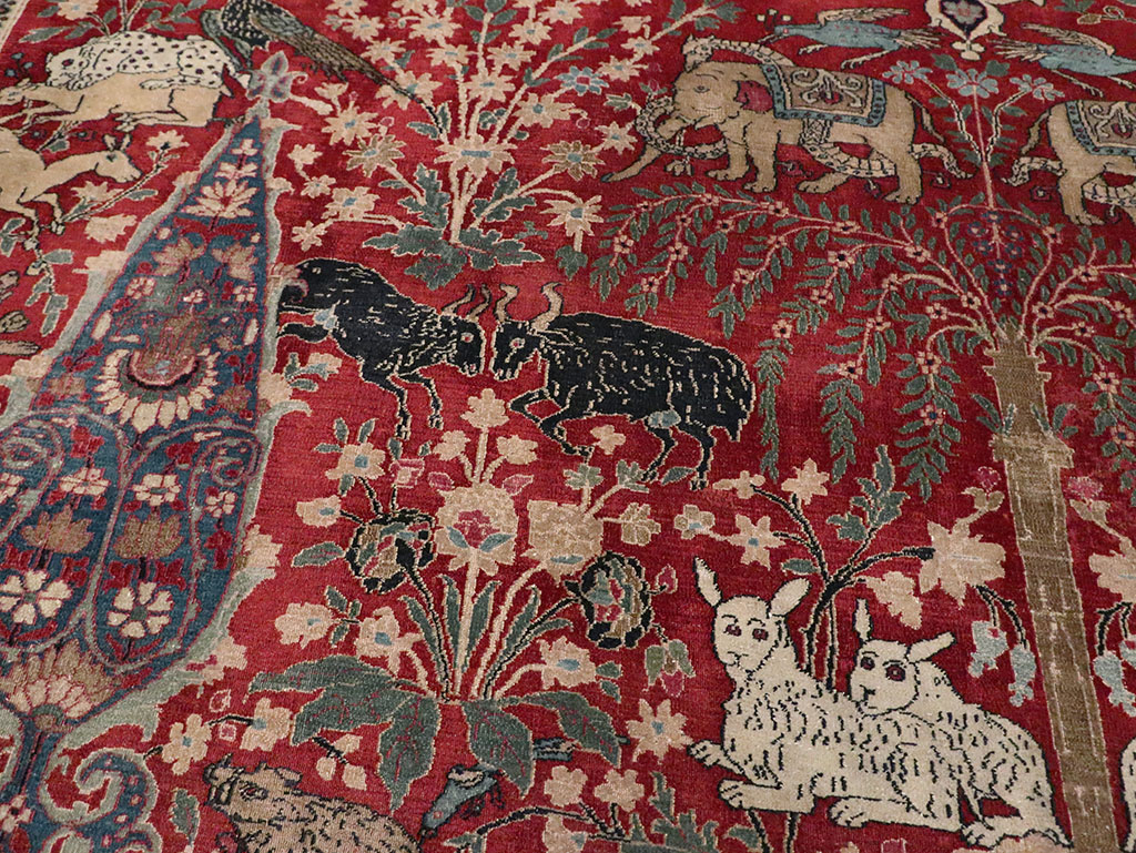 Antique Persian Mashad Pictorial Oversize Carpet, No.23094 - Gsblank