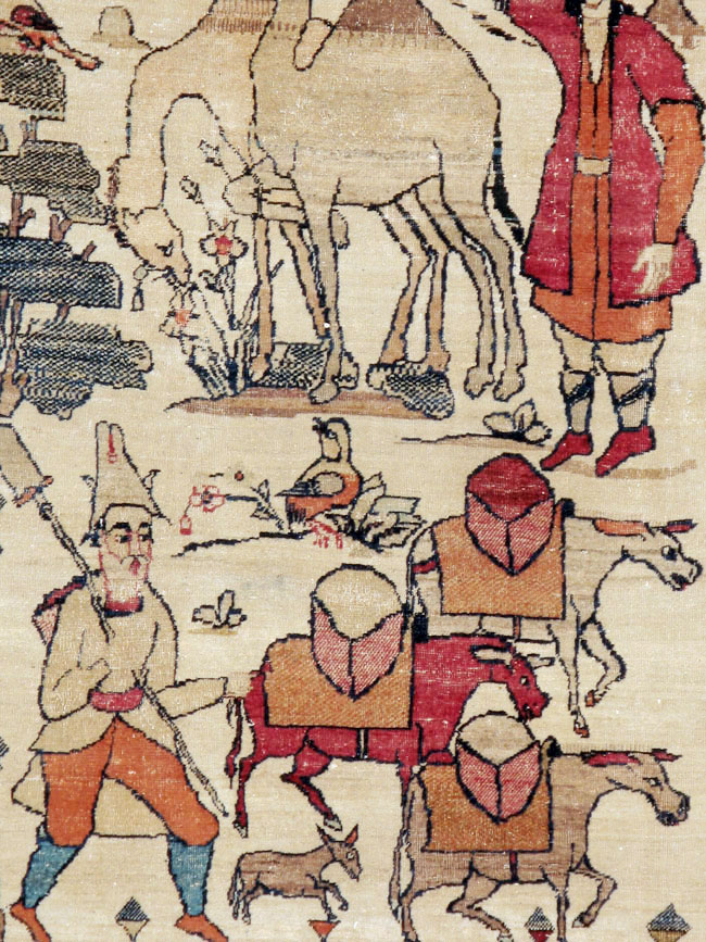 Vintage Persian Kerman Pictorial Rug, No.23102 - Gsblank