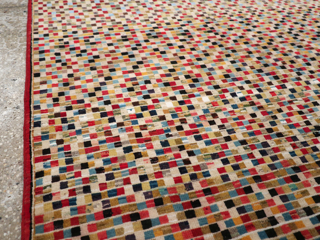 Vintage Persian Kashan Modernist Rug, No.23109 - Gsblank