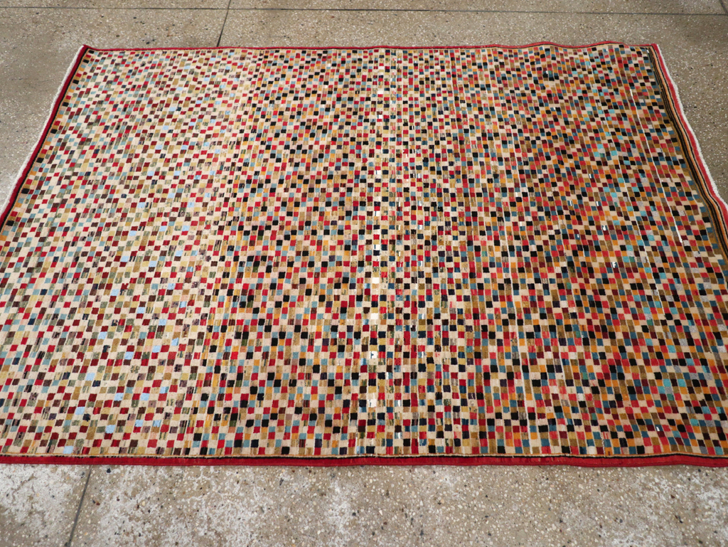 Vintage Persian Kashan Modernist Rug, No.23109 - Gsblank