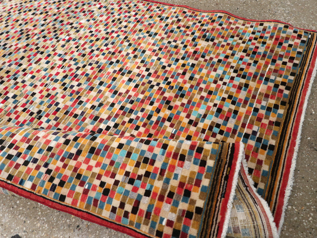 Vintage Persian Kashan Modernist Rug, No.23109 - Gsblank