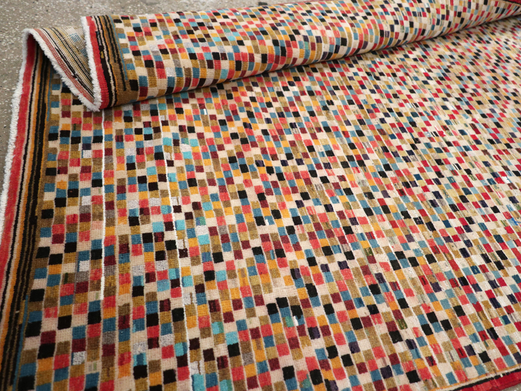 Vintage Persian Kashan Modernist Rug, No.23109 - Gsblank