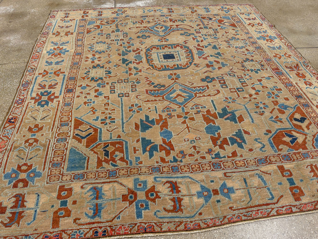 Antique Persian Heriz Square Carpet, No.23118 - Gsblank