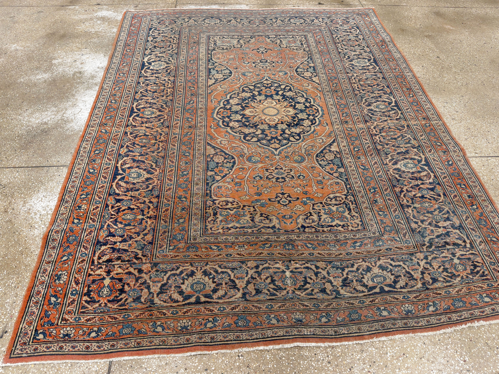 Antique Persian Tabriz Haji Jalili Accent Rug, No.23163 - Gsblank