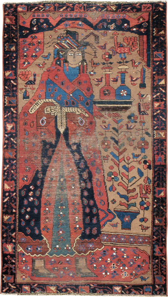 Antique Persian Bakhtiari Pictorial Rug, No.23200 - Gsblank