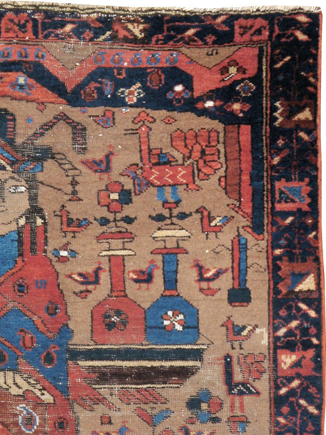 Antique Persian Bakhtiari Pictorial Rug, No.23200 - Gsblank