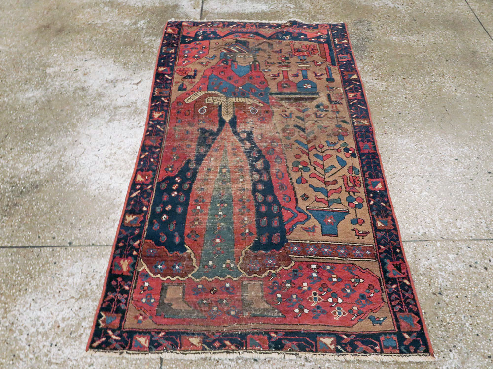 Antique Persian Bakhtiari Pictorial Rug, No.23200 - Gsblank