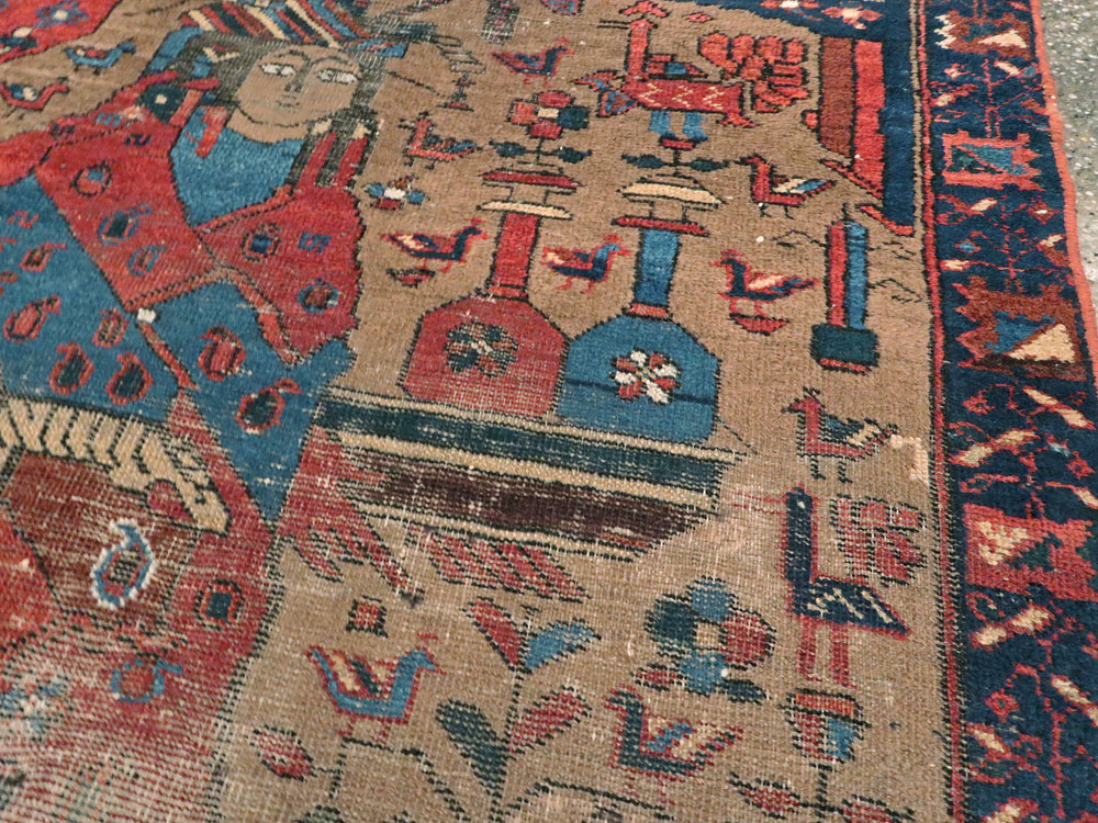 Antique Persian Bakhtiari Pictorial Rug, No.23200 - Gsblank