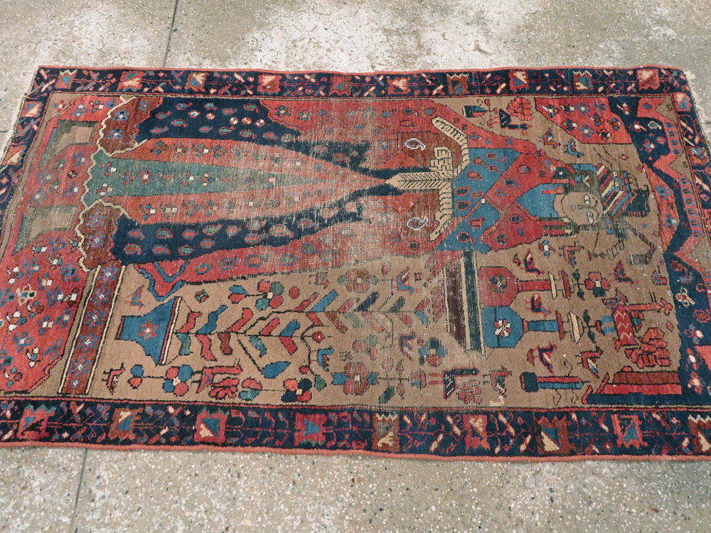 Antique Persian Bakhtiari Pictorial Rug, No.23200 - Gsblank