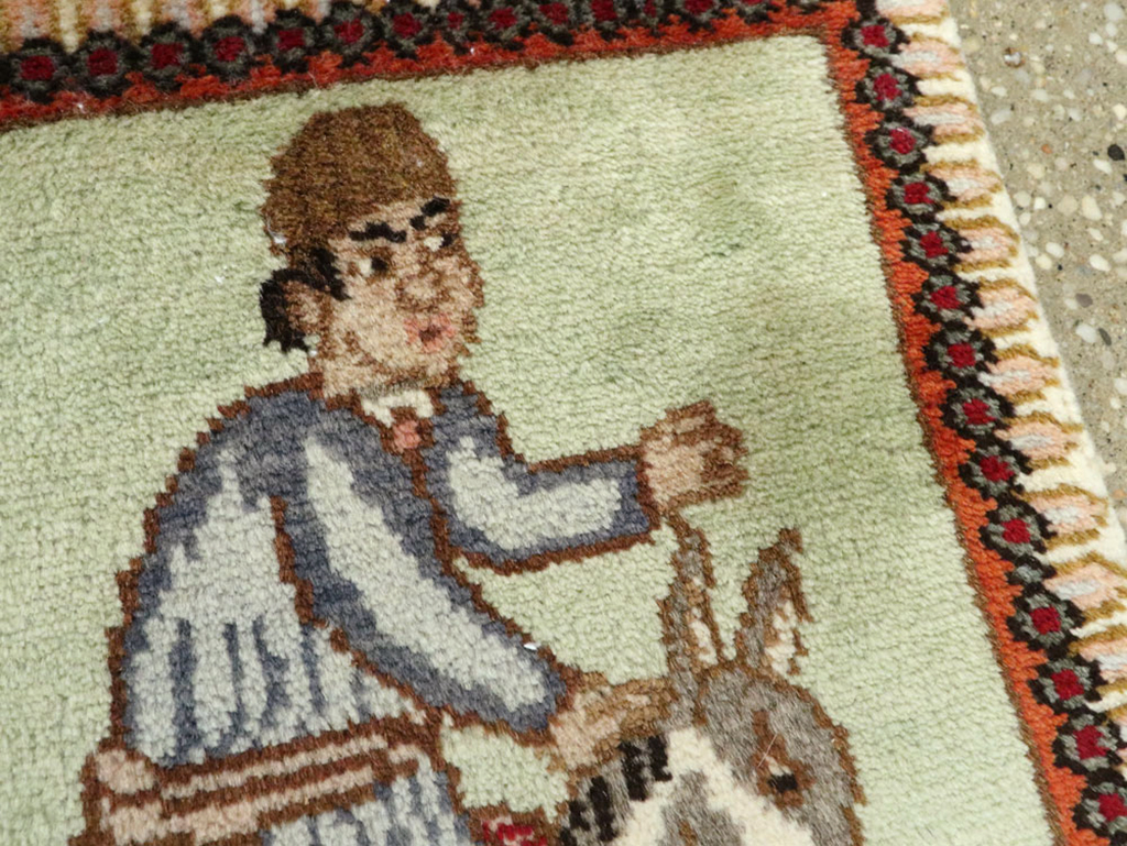 Vintage Persian Tabriz Pictorial Rug, No.23215 - Gsblank