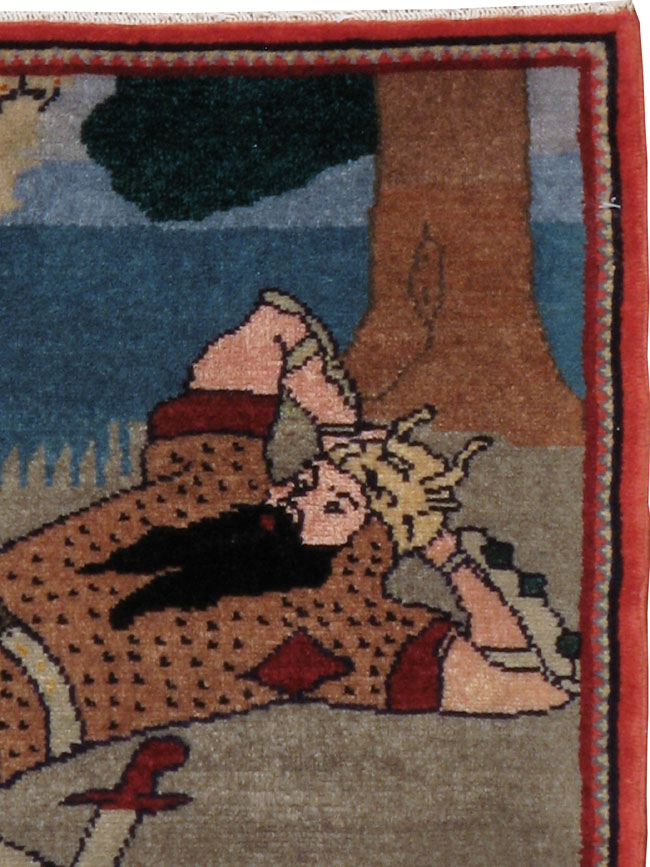 Vintage Persian Malayer Pictorial Rug, No.23216 - Gsblank