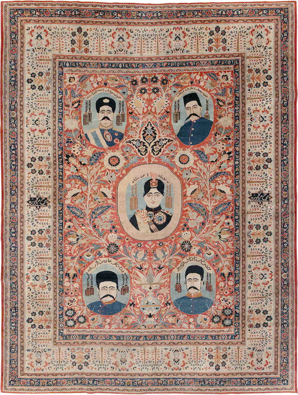 Antique Persian Pictorial Khorassan Room Size Carpet, No.23267 - Gsblank