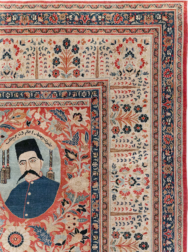 Antique Persian Pictorial Khorassan Room Size Carpet, No.23267 - Gsblank