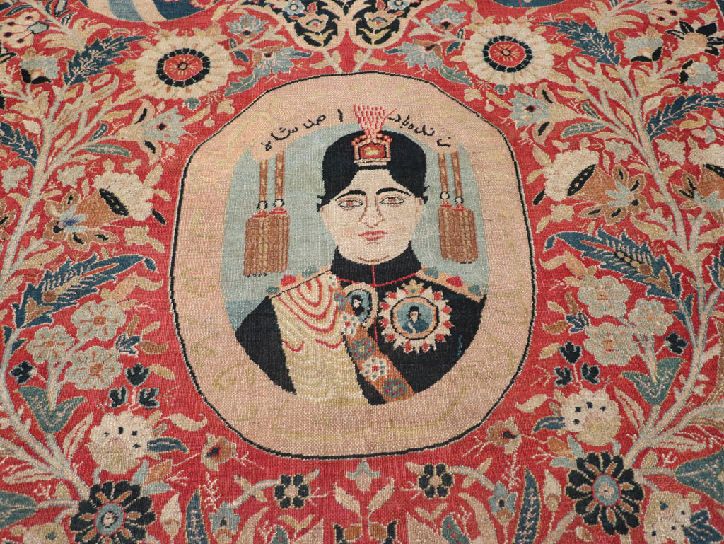 Antique Persian Pictorial Khorassan Room Size Carpet, No.23267 - Gsblank