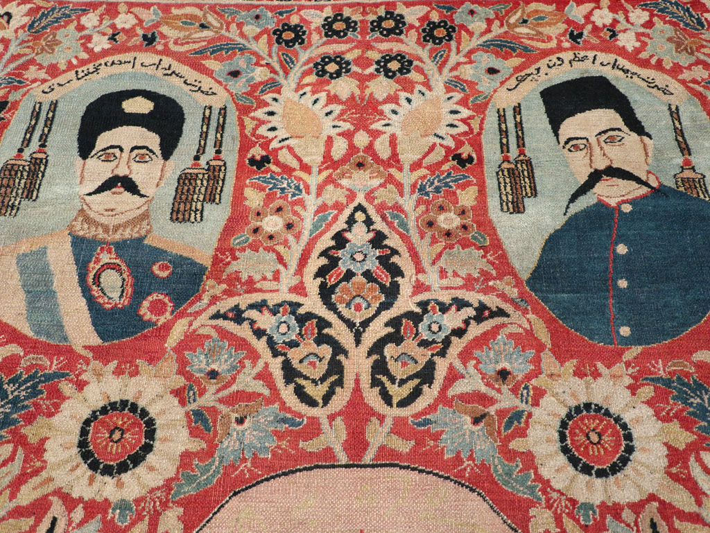 Antique Persian Pictorial Khorassan Room Size Carpet, No.23267 - Gsblank