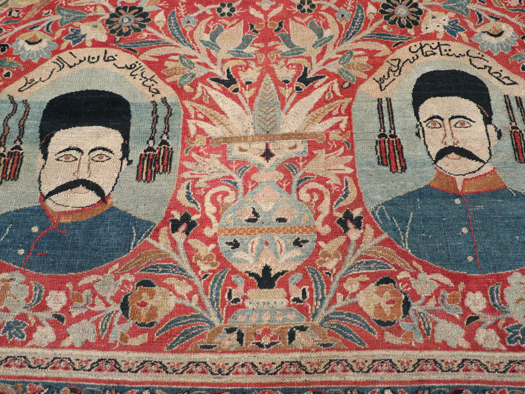 Antique Persian Pictorial Khorassan Room Size Carpet, No.23267 - Gsblank