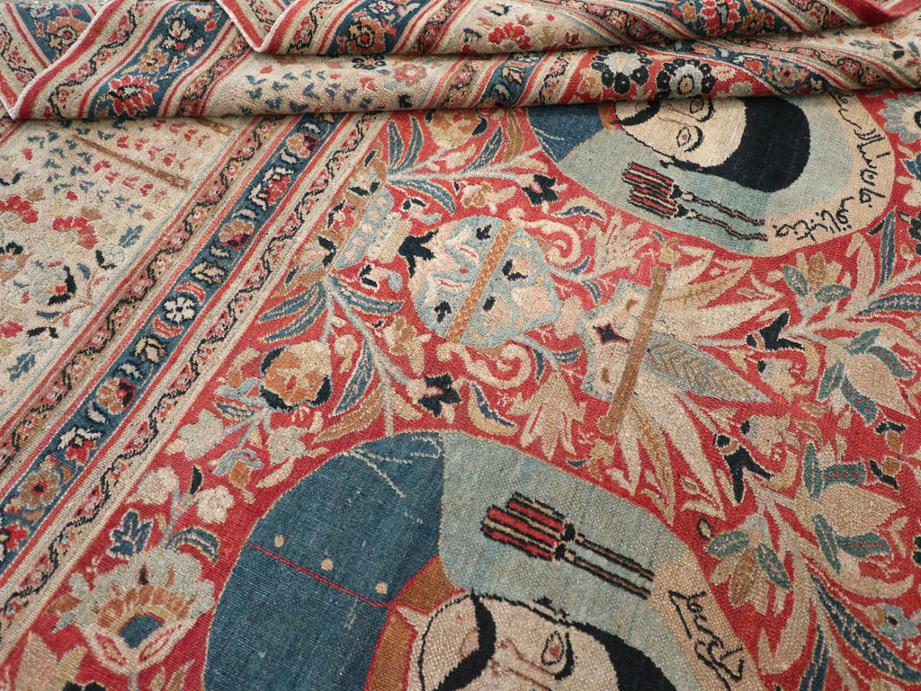 Antique Persian Pictorial Khorassan Room Size Carpet, No.23267 - Gsblank