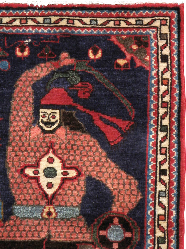 Vintage Persian Tabriz Pictorial Rug, No.23316 - Gsblank