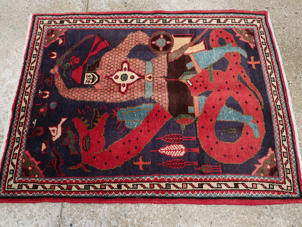 Vintage Persian Tabriz Pictorial Rug, No.23316 - Gsblank