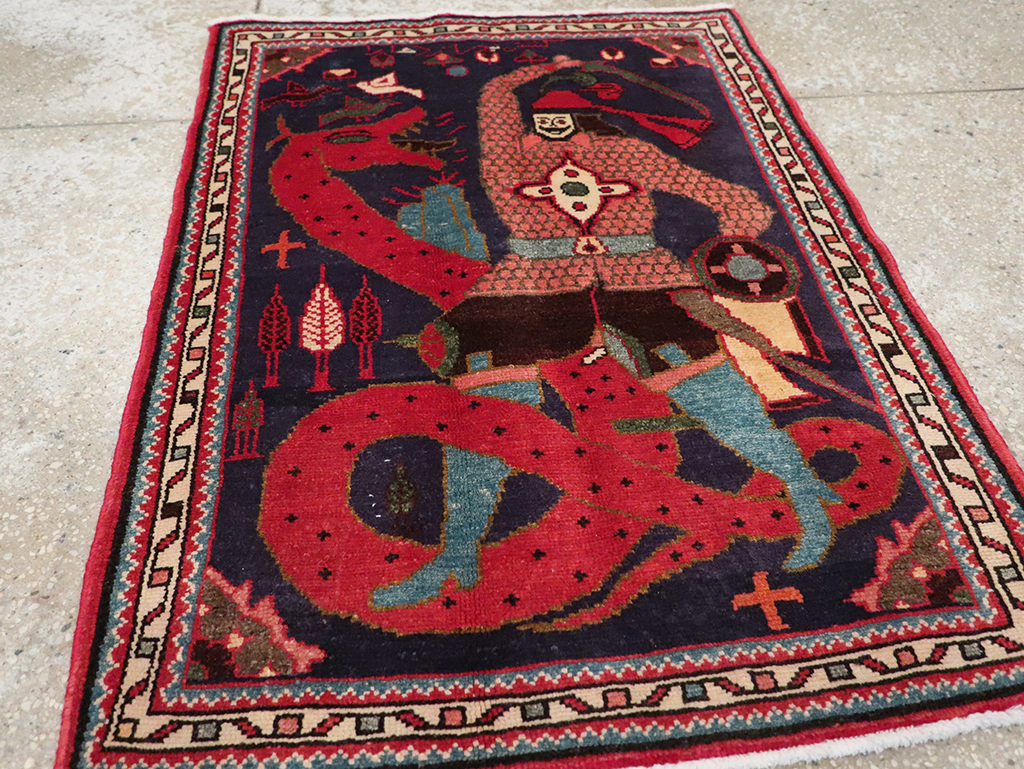 Vintage Persian Tabriz Pictorial Rug, No.23316 - Gsblank