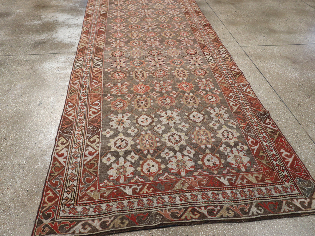 Antique Persian Kurdish Wide Gallery Runner, No.23318 - Gsblank