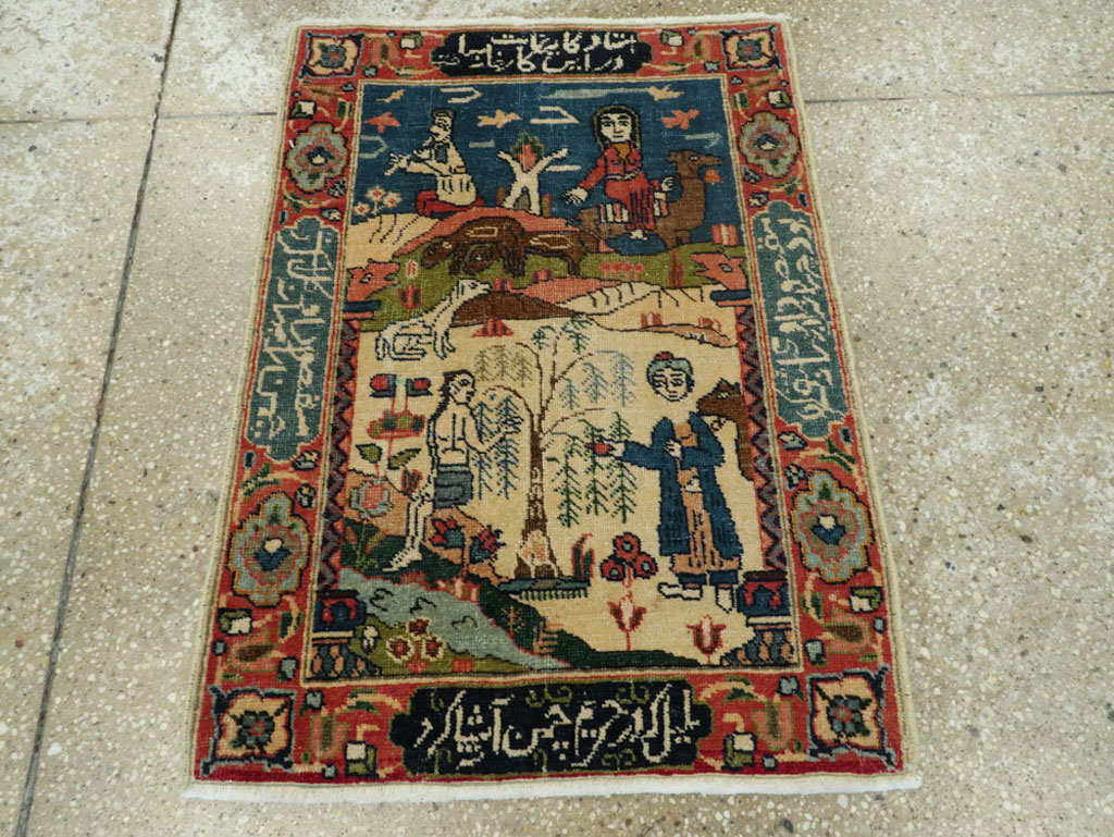 Antique Persian Tabriz Pictorial Rug, No.23331 - Gsblank