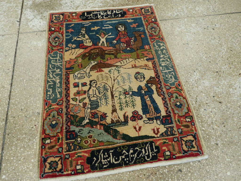 Antique Persian Tabriz Pictorial Rug, No.23331 - Gsblank